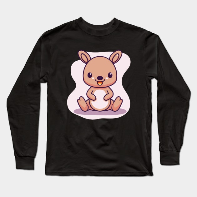 Cute baby kangaroo kawaii Long Sleeve T-Shirt by Kawaii Bomb